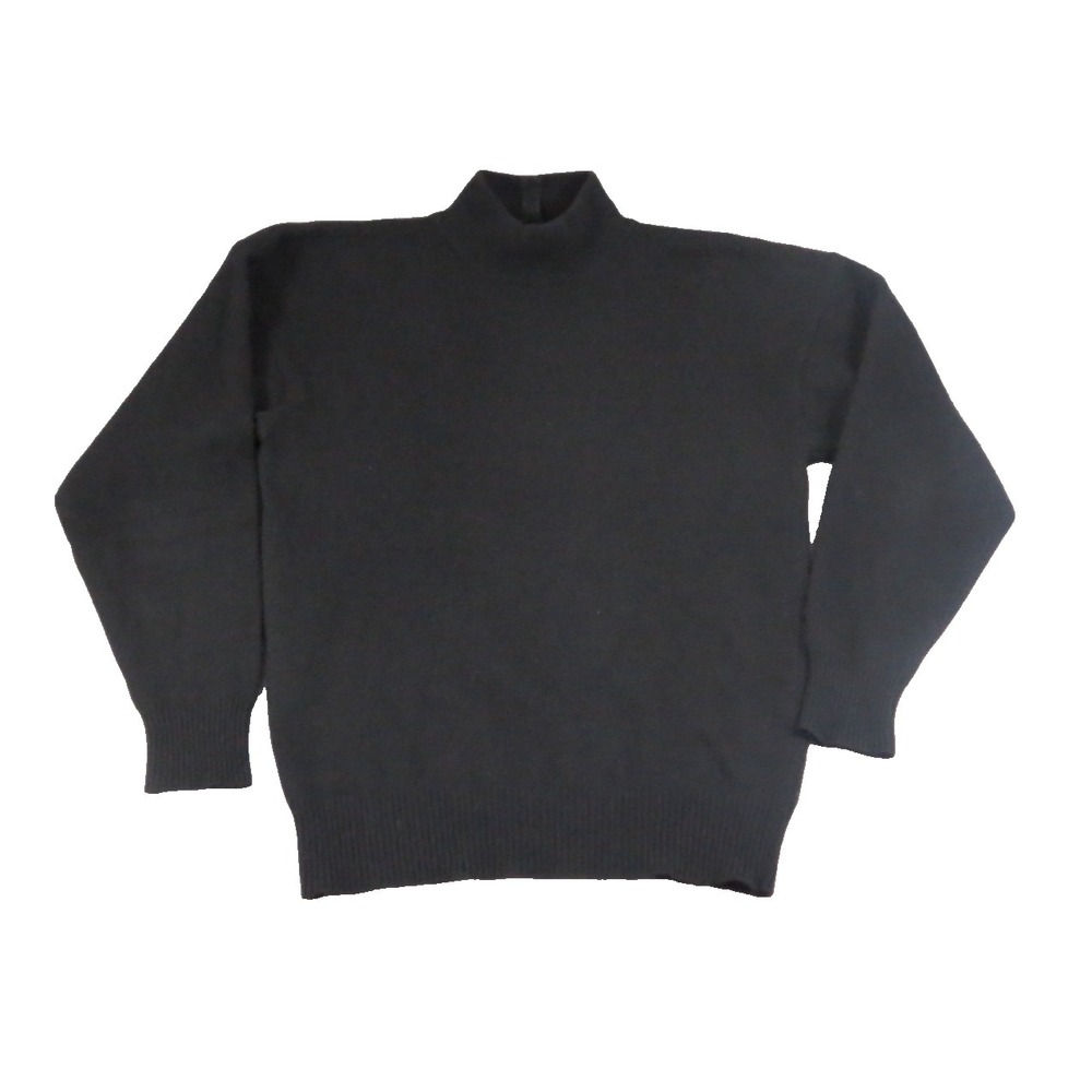 Neiman Marcus Cashmere Sweater Women Small Black Vintage Mock Neck Button Luxury
